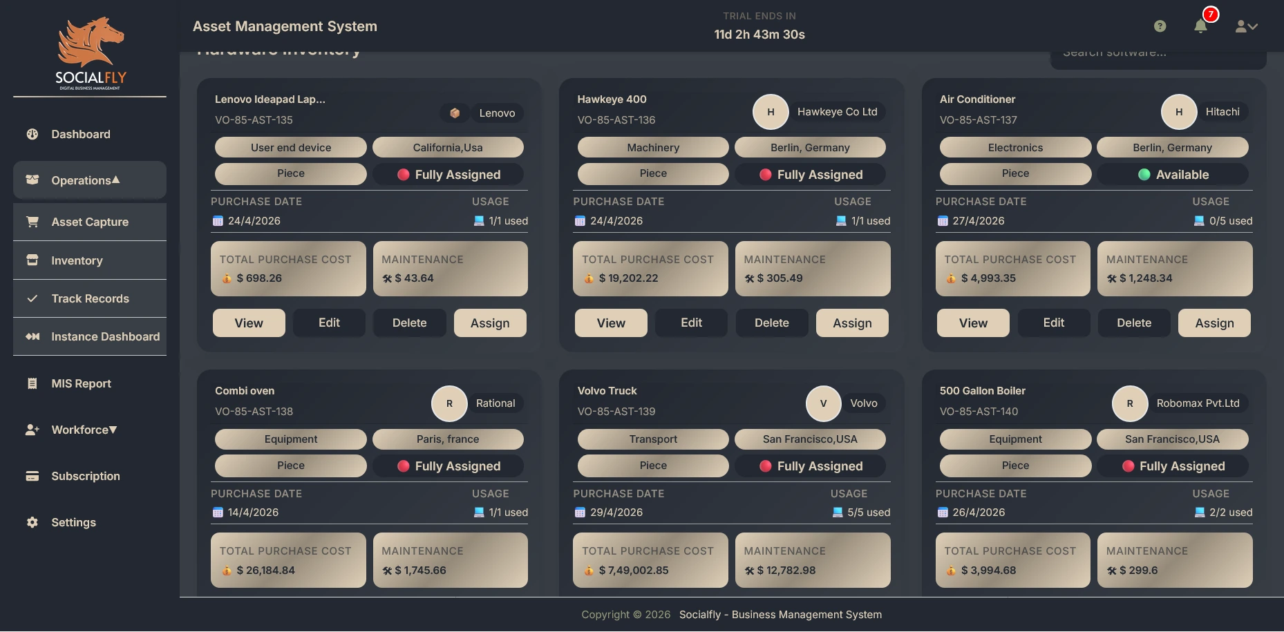 Socialfly Software Company - Asset Management system